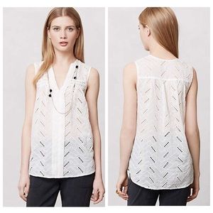 Anthropologie White Eyelet Leifnotes top